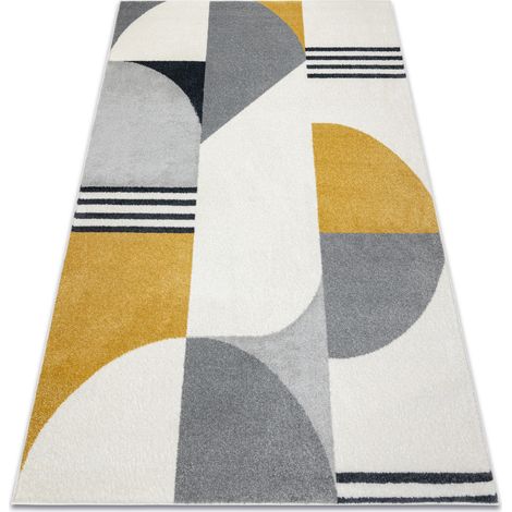 Tappeto FUSION 1327 bianca / grigio scuro / oro - Geometrico, moderno, astratto grey 80x150 cm