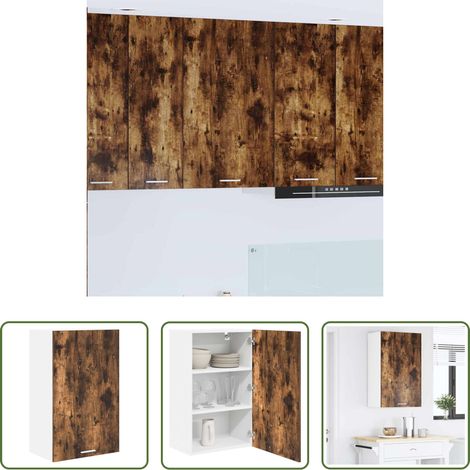 vidaXL Hängeschrank -  Hängeschrank mit Tür Geräucherte Eiche und Weiß 50 x 31 x 80 cm (1/5)