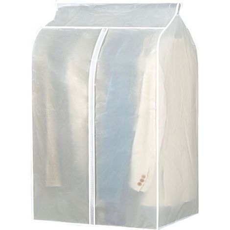 Transparenter und dehnbarer, waschbarer Kleidersack zum Aufbewahren von Mänteln und Anzügen (50 x 60 x 90 cm). (1/5)