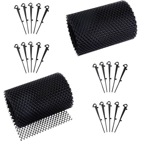 XEPHO Protections de gouttière, filet de gouttière, filet de toit, filtre de gouttière de toit, filet de protection en plastique pour gouttière (15 x 600cm, noir)