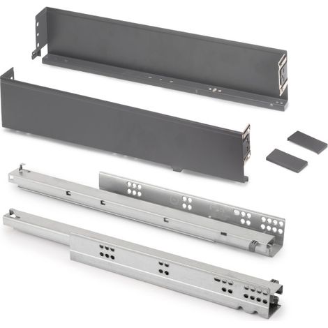 Emuca Cajón exterior Simplex 25kg de altura 88mm, profundidad 440mm, Acero, Gris antracita -