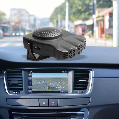 Chauffage voiture 12V noir 3 sorties air chaud/froid allume-cigare sécurisé dégivrage désembuage véhicule (1/5)
