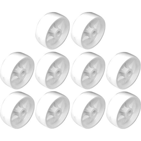 10x Roulette 38mm en plastique rigide blanc pour utilisation universelle Galet Poulie Roue Rouleau Meuble Porte coulissante Tiroir Lit Placard (1/2)