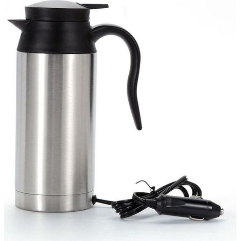 Bouilloire électrique de voyage, bouilloire électrique pour voiture en acier inoxydable portatif de 750 ml 12V avec une tasse de chauffage pour voiture en caoutchouc scellée pour eau chaude (1/5)