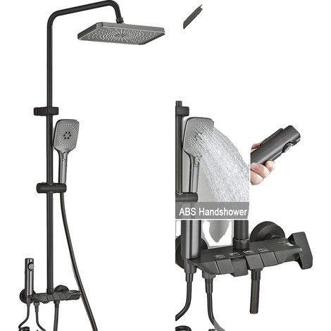 Conjunto de ducha digital, altura regulable, fácil instalación, gris plata. (1/2)