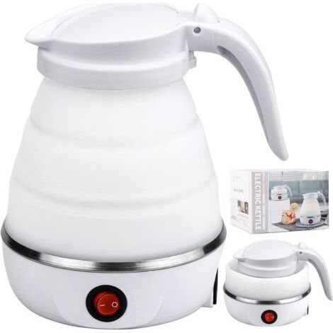 Bouilloire électrique pliable Crediri 0,6 L, bouilloire de voyage en silicone, mini-bouilloire portable avec base en acier inoxydable pour le camping, les voyages et les vacances, ébullition rapide, 6 (1/5)