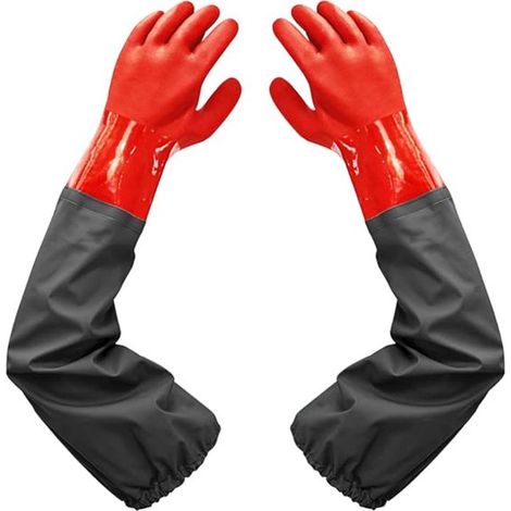 Lange Gummihandschuhe – Wasserdichte lange Ärmel – Ellenbogenlang – Teicharbeit (1/5)