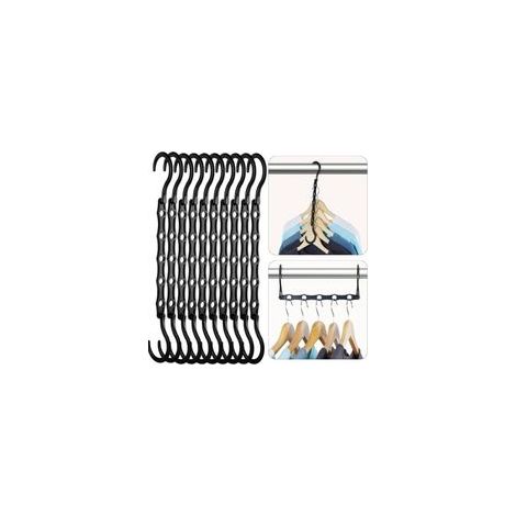 Lot de 10 Cintres Mince Organisateurs Gain de Place - Noir pour Penderie/Dressing - Économiseur d'Espace Placard Vêtements - Cintres Magic SpaceSaver (1/4)