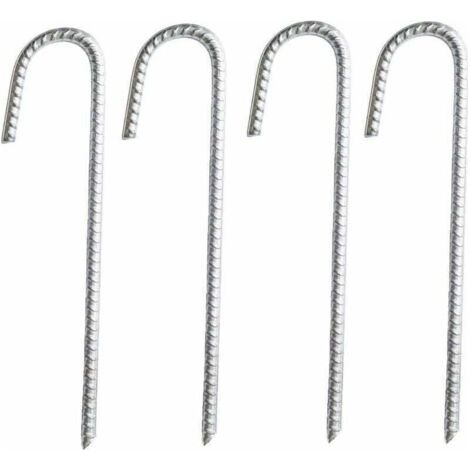 Green Mobility-Lot de 4 piquets d'ancrage en acier galvanisé, barres en J robustes pour tentes, chapiteaux, trampolines, camping et filets (1/4)