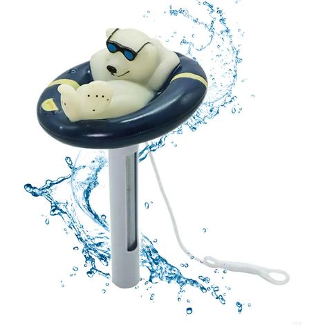 Thermomètre Piscine Ours Polaire Flottant Eau Bébé Enfant Pataugeoire Lecture Facile Sécurité Baignade Thermomètre à eau avec cordon adapté aux piscines et aux spas (1/5)