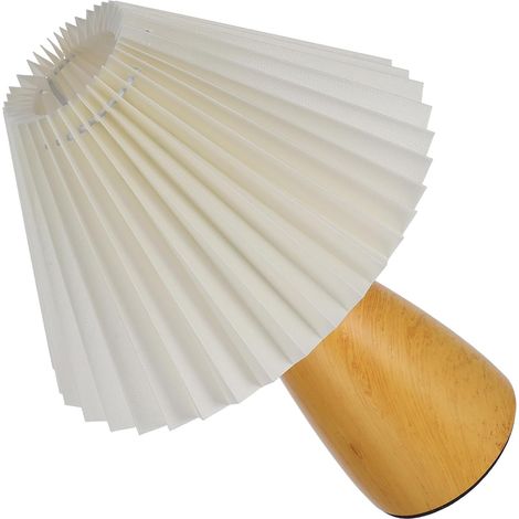Lampe de Table Nuit Alimentée par USB en Bois Abat-jour Tissu (1/5)