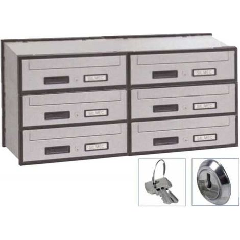 Silmec 6B2-501 SC5 Classic Casellario postale orizzontale 6 posti in acciaio zincato con portine oscillanti e serratura a cilindro colore Silver