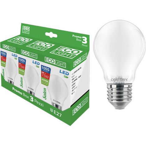 Bombillas LED Satén Globo 8 W – 806 rim – 3 unidades – Ecolight