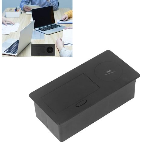 Multiprise de bureau double encastrable 15 A, norme américaine, sans câblage, prise noire, charge sans fil, 127 V CA (1/5)