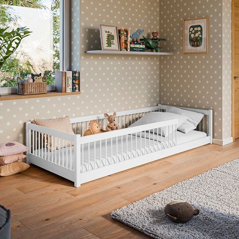 Letto a terra 90x200 con rete a doghe Tamara Bianco (1/3)