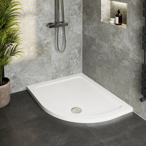 Low Profile Offset Quadrant Shower Tray With Chrome Waste 1200 x 800mm RH (1/5)