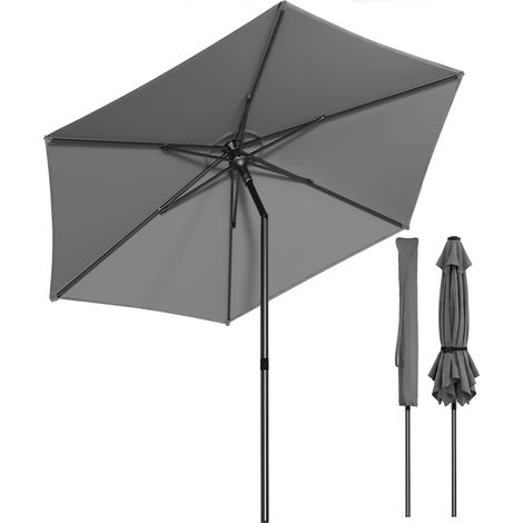 Parasol de Jardin Inclinable 270 cm Protection UV 50+ Parasol avec Aération Supérieure Sac de Transport à Bandoulière pour Café Jardin Terrasse Balcon Camping Plage Gris (1/5)