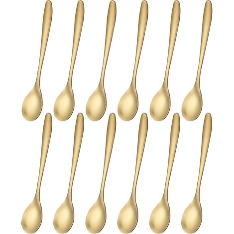 Cuillères, agitateurs à café, cuillères à café en acier inoxydable, cuillères à glace, cuillères à cocktail, cuillères à thé, lot de 12