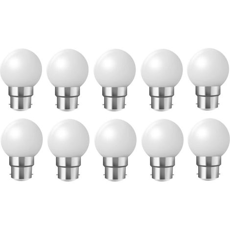 Ampoules à baïonnette B22 - Paquet de 10 ampoule LED feston 2W(équivalent 20W),ampoule à économie d'énergie Golfball,ampoules BC Party Small/mini,blanc chaud (1/5)