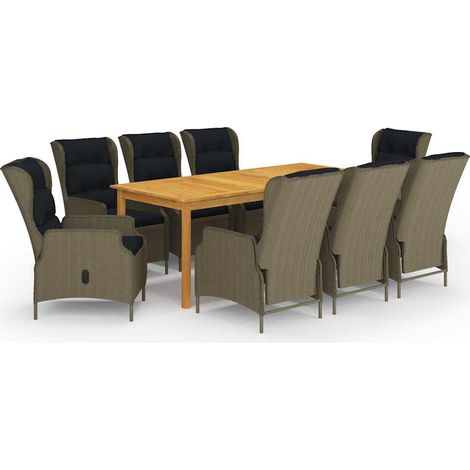 Ensemble à manger de jardin 9 pcs-Salon de jardin Marron 326551 (1/5)