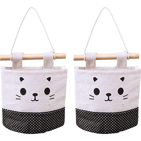 1 Pochette de rangement murale, Motif chat, Coton et lin imperméable, Pour salon chambre cuisine salle de bain (1/5)