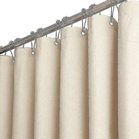 Filiyano-Rideau de douche extra long en tissu texturé lin (180 x 240 cm), avec 12 crochets en plastique, en polyester de luxe pour grands hôtels. (1/4)