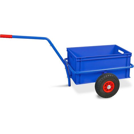 BRB Handwagen mit herausnehmbarem Kunststoffkasten 600x400x280 mm, blau, pannensichere Reifen, Tragkraft 200 kg (1/2)