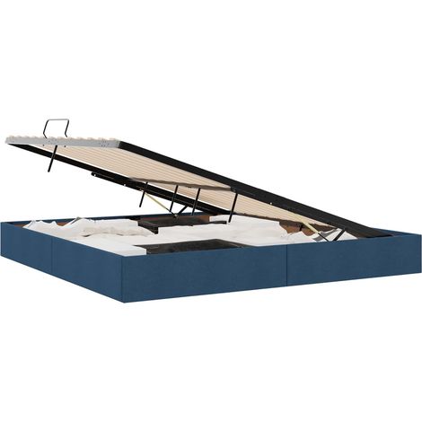 Cadre de lit ottoman avec stockage Bleu 200 x 200 cm tissu vidaXL