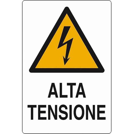 CARTELLO ALTA TENSIONE 20x30cm IN ALLUMINIO SEGNALE DI PERICOLO