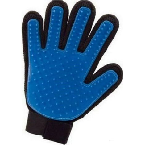Gant de Brossage en Silicone Doux pour Chien et Chat - Main Droite - Bleu (1/4)