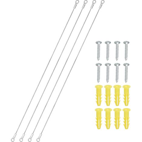 Attache Porte Armoire 30cm, Lot De 4 Câbles Limiteur D'angle D'ouverture En Acier Inoxydable Diamètre 1.5mm Avec Vis De Fixation Pour Limiter L'oscillation Des Portes D'armoire (1/5)
