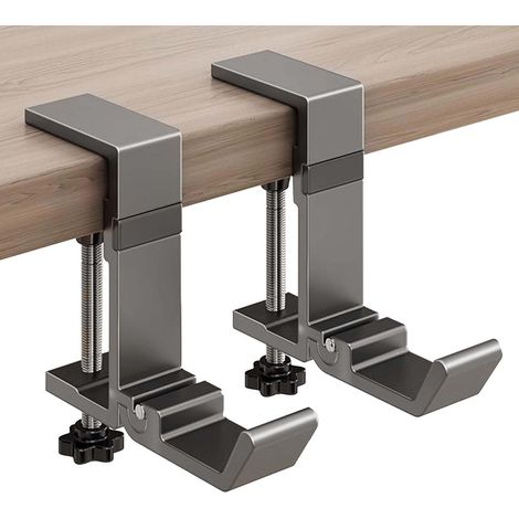 Lot de 2 Support Casque Pliable Porte Casque Universel Réglable en Aluminium Headset Stand Bureau avec Organiseur de Câble pour Tous Les Casques de Jeu/écouteurs de Bureau (1/5)