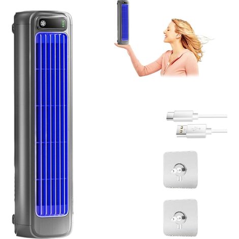 Climatiseur portable, ventilateur silencieux, ventilateur colonne avec fonction de recharge USB, 3 vitesses, pour la chambre, le bureau et la cuisine (gris) (1/5)