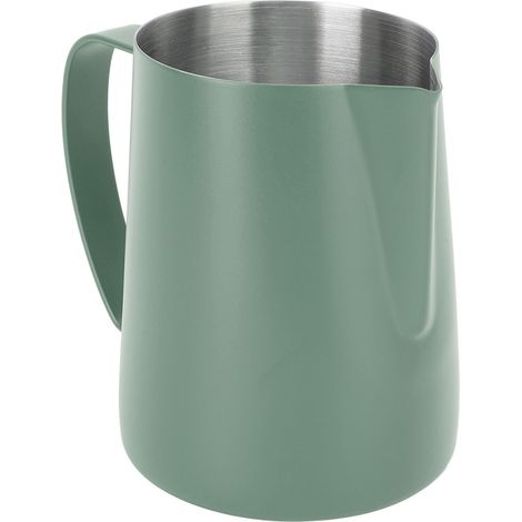 Mug à mousser le lait 480 ml, en acier inoxydable 304, bec verseur orientable, graduation interne, vert foncé (1/5)