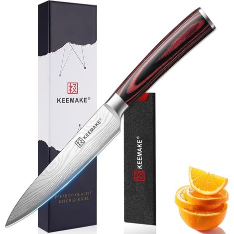 Couteau Cuisine Universel 13 cm, Couteau de Cuisine avec Fourreau de Lame, Couteaux en Acier Inoxydable pour Tomate Pomme de Terre (1/5)