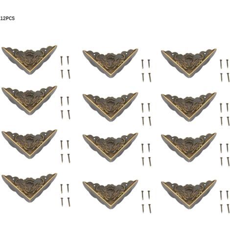 12 pièces bronze coin protecteur Vintage meubles décoratifs coin pour boîtier en bois bijoux coffre boîte de rangement pieds jambes coin protecteur (1/5)