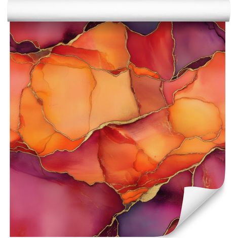 Papier peint à motifs pêche, rouge et rose pour salon et chambre 50x1000 (1/5)