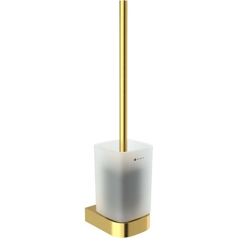 Nimco Nikau - Scopino WC a muro con supporto, vetro/oro spazzolato NKZ 30094CN-Z (1/2)