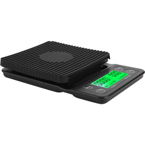 Kaffeewaage mit Timer, tragbare elektronische digitale Küchenwaage, Lebensmittelwaage, Schwarz, 5 kg/0,1 (1/5)