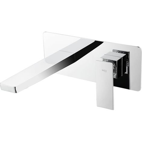 Grifo monomando empotrado para lavabo hecho de latón - Griferia Empotrada para baño - Apto para agua fria y caliente Plateado (1/4)