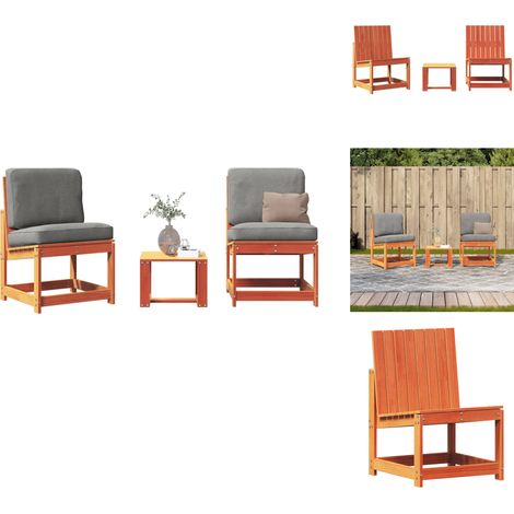 Salon de jardin 3 pcs cire marron bois de pin massif - Salon De Jardin - Mobilier De Jardin - Chaises De Jardin - Table De Jardin - Bois De Pin (1/5)