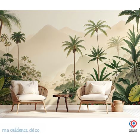 Papier peint : Forêt tropicale luxuriante et couleurs douces - Intissé - L.300 x H.280 cm (1/5)