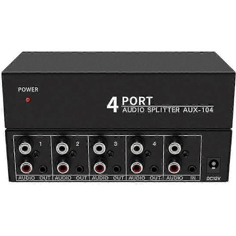 Répartiteur audio 1 entrée 4 sorties RCA L/R Aux stéréo, distributeur audio 1x4 pour PC, DVD et haut-parleurs (1/5)