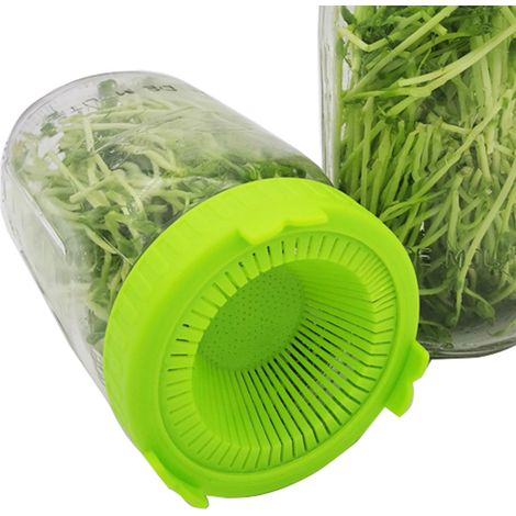 4 Pièces Couvercles de Germination en Plastique pour Bocaux à Large Ouverture, Faciles à Rincer et à Égoutter (1/5)