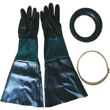 Gants de ponçage QttvbTna, PVC, doublure coton, hypoallergéniques, verts et noirs, 60 cm, protection anti-allergie, revêtement robuste, usage bricolage et peinture, lot de 1 paire