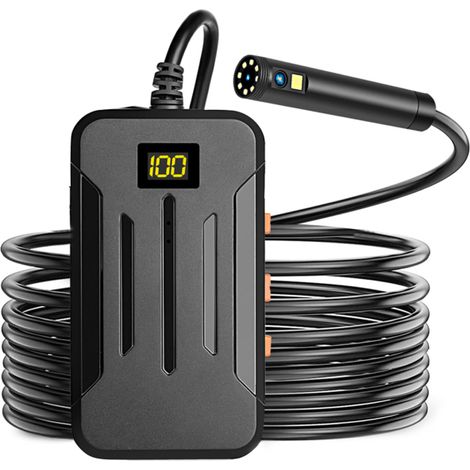 Telecamera endoscopica industriale Wi-Fi per ispezioni, 9 LED regolabili, obiettivo da 5,5 mm, risoluzione 2560x1944, grado di protezione IP68, batteria da 2600 mAh, cavo da 5 m.
