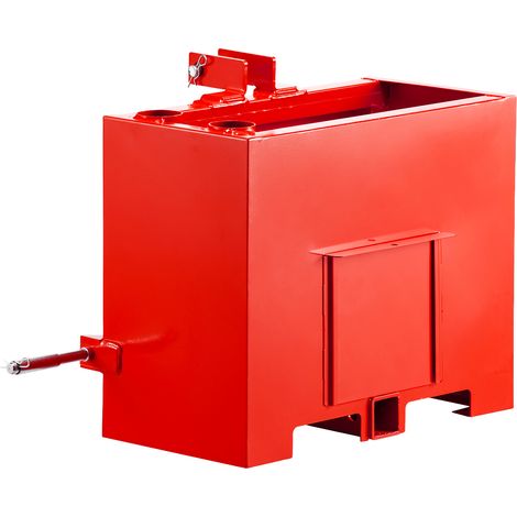 Mophorn Ballastbox für Traktoren, 3-Punkt-Aufnahme der Kategorie 1, Tragkraft bis 363 kg, mit 2-Zoll-Anhängerkupplung, Stahlkonstruktion, 0,09 m³ Fassungsvermögen, Laderanbau mit Schiebetür, Rot