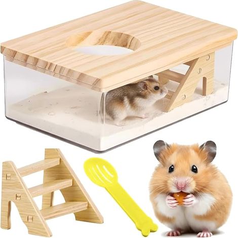 Maison De Toilette Hamster, Salle Bain Hamster, Conteneur De Bain De Sable Hamster Animal, Salle Bain Hamster Transparente, Chinchilla, Gerbille, Hérisson (1/5)
