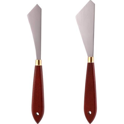 2Pcs Paint Mixing Scraper Stainless Steel Spatula Palette Painting Knife Set, for Oil Acrylic Painting (1/5)