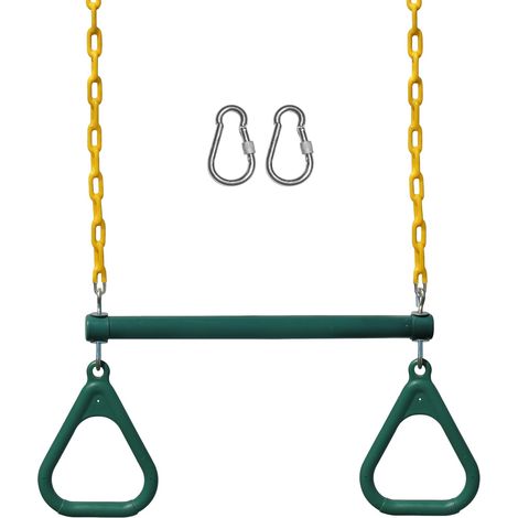Ensemble de balançoires Jungle Gym Kingdom pour jardin, barres de singe et accessoires - Comprend une barre de balançoire trapèze de 45 cm et une chaîne robuste de 120 cm avec mousquetons de verrouill (1/5)